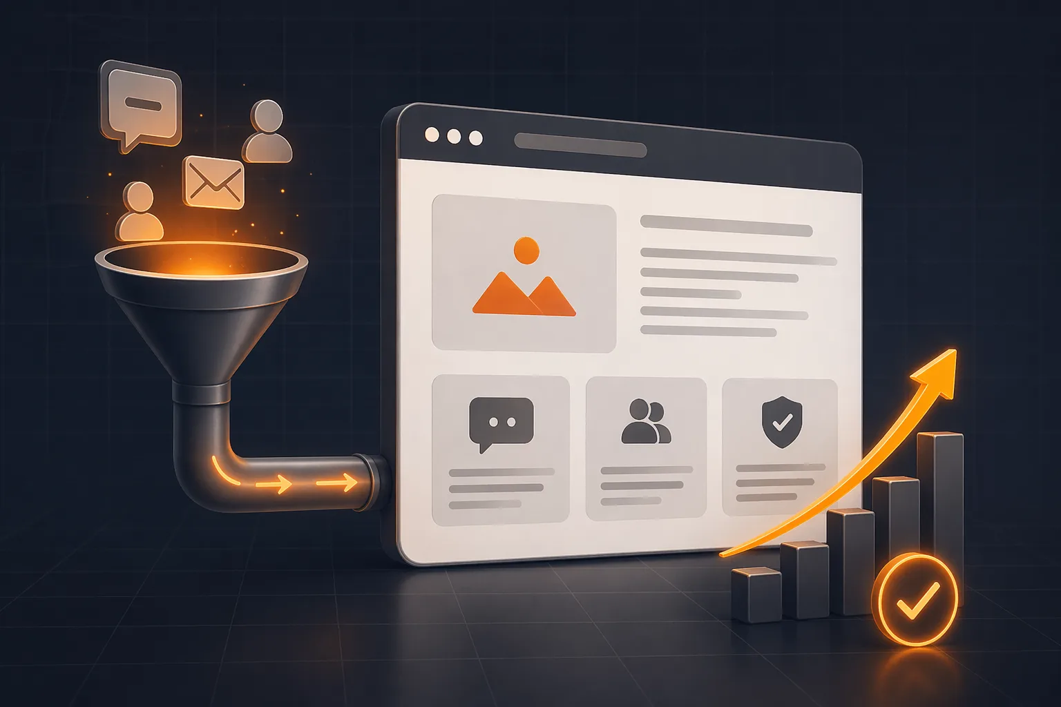 Web tasarım sürecini anlatan dönüşüm odaklı sayfa görseli